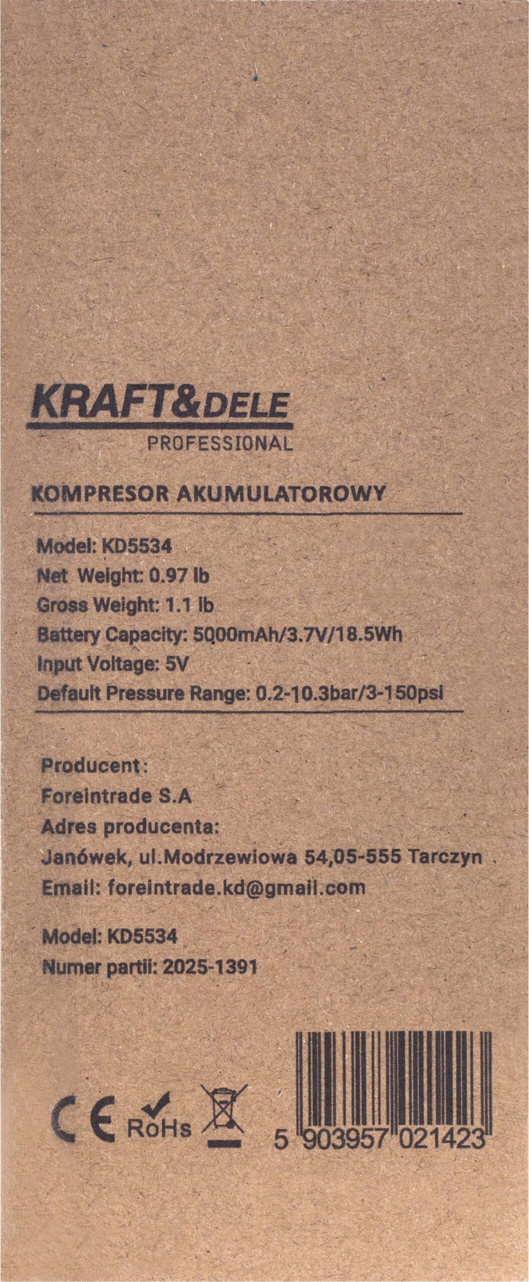 Cordless compressor 0.2–10.3 bar Kraft Dele KD5534 - Image 9